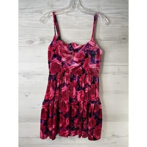 Violet Weekend Dress Womens 5/6 Pink Red Black Velvet Floral Sleeveless Lined